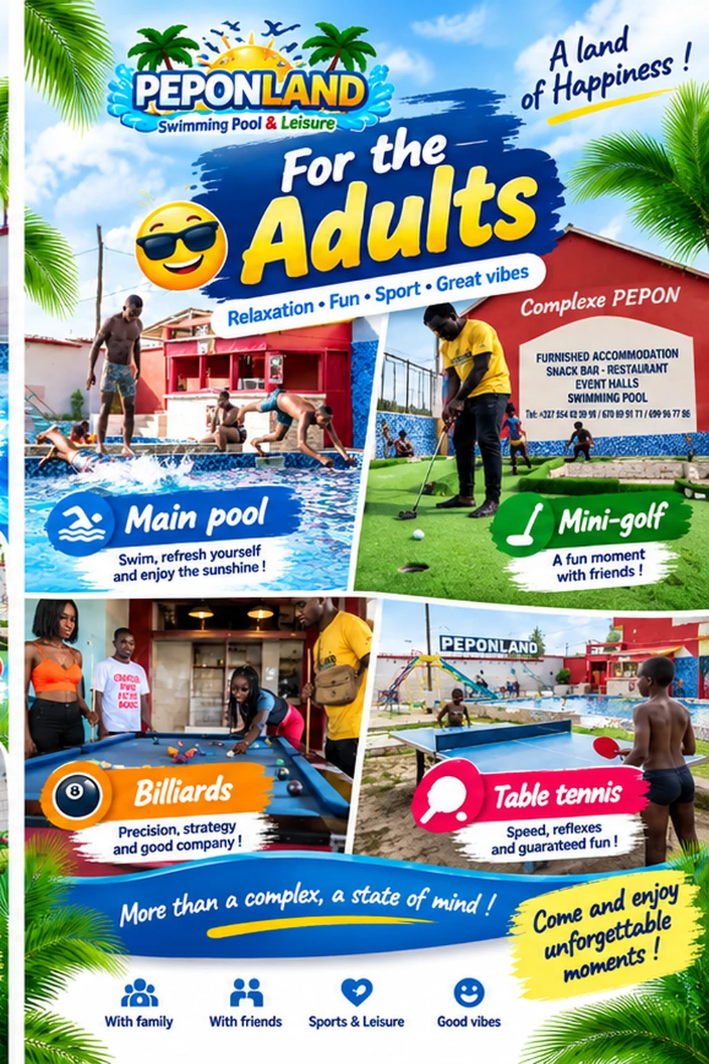 Activités et grand bassin de PEPONLAND